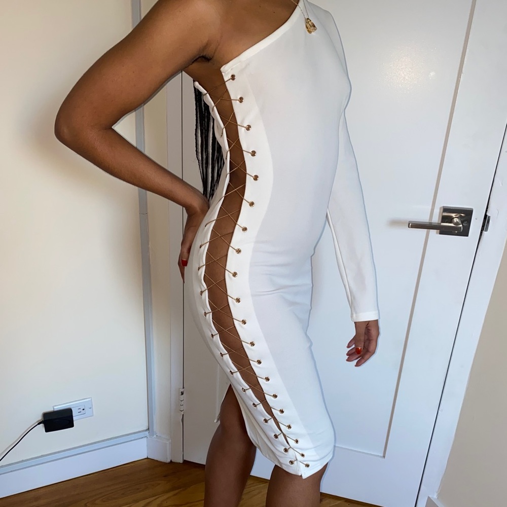 White open side dress